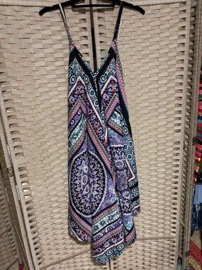 Vintage Y2K Handkerchief Printed Dress - Purple Multi